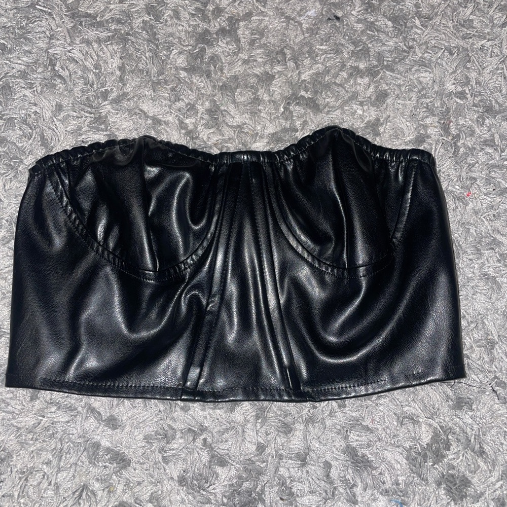 Black Leather Crop Top